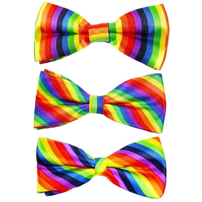 LGBTQ ربطة عنق قوس قزح براق للمثليين ربطات عنق ملونة بفيونكة للبالغين ربطات عنق على شكل فراشة لحفلات الزفاف هالوين كوسلا