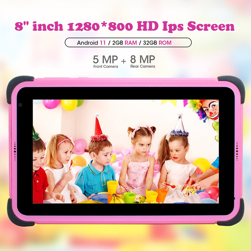 Weelikeit Android 11 Tablet para Crianças, Tablet IPS para Crianças, 2GB, 32GB, 4-Core, 5G, WiFi, App, Google Play, 4500mAh, 1280x800, 8"