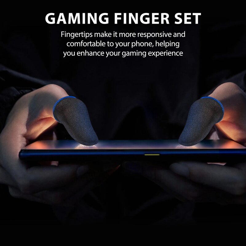 18-Pin Carbon Fiber Finger Sleeves For PUBG Mobile Games Press Screen Finger Sleeves(16 Pcs)