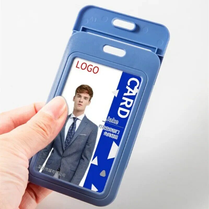 1PC PP Plastic Id Identification Card Holder Horizontal Vertical Student Credit ID Bank Card Holder Hanging Neck Id Card Holder
