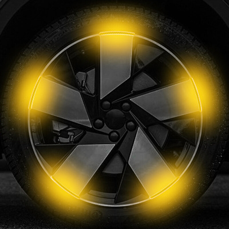 Adesivo reflexivo para cubo de roda de carro, pneu aro reflexivo tiras, luminoso para condução noturna, bicicleta, motocicleta, 20pcs