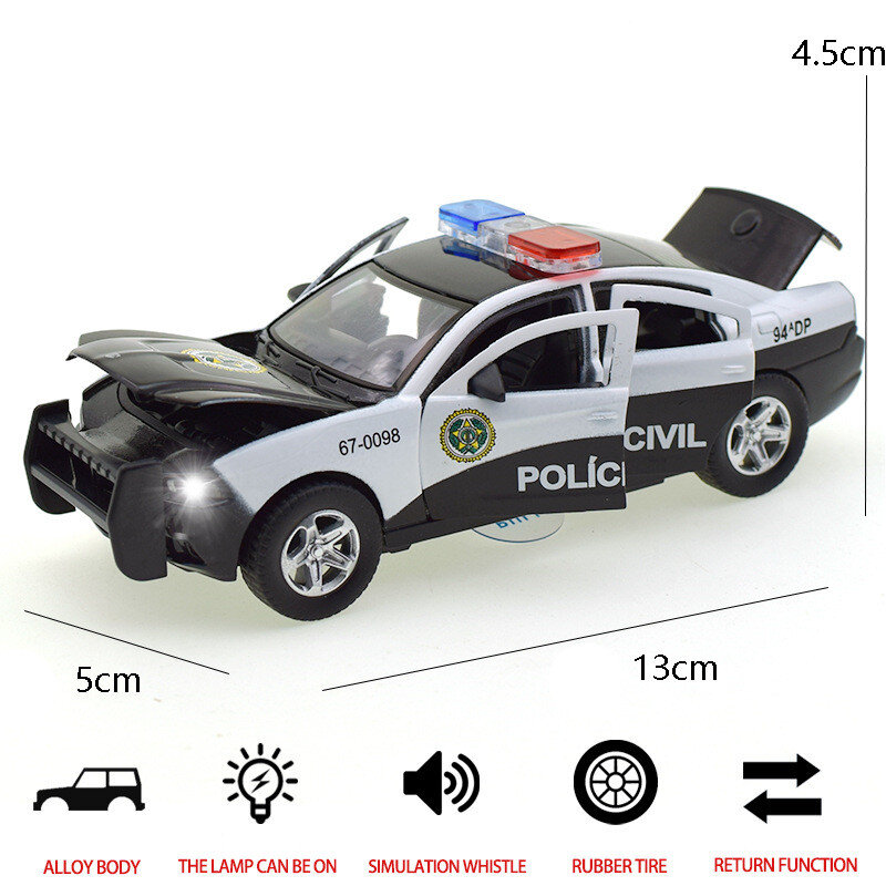 1:32 Politie Auto Station Wagon Auto Model Alloy Diecasts Speelgoed Voertuigen Auto Metalen Model Simulatie Pull Back Collection Kids Gift