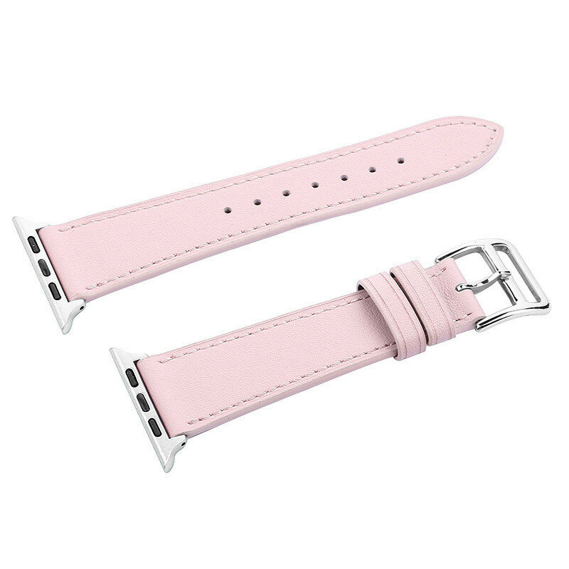 Leather watchbnad for apple watch 5 6 7 8 9 40mm 44mm 41mm 45mm band pink Bracelet wrist strap for iWatch SE 3 38mm women girl