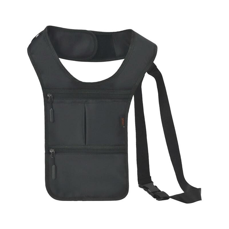 Bolso de hombro oculto para hombre y mujer, cartera negra ajustable con múltiples bolsillos, funda de teléfono para viaje al aire libre y trabajo
