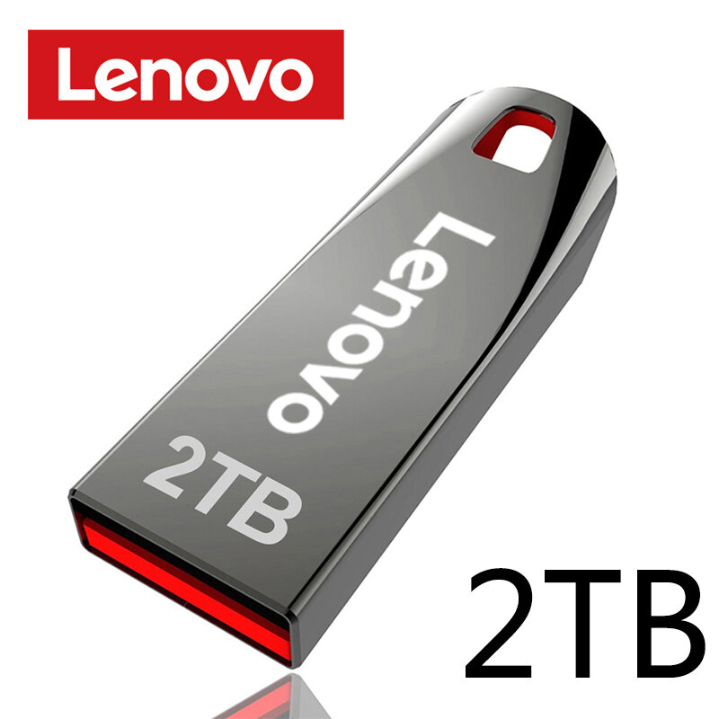Lenovo-Metal High Speed USB Flash Drives, Unidade Portátil, Disco de Memória Impermeável, Adaptador Tipo C, USB 3.0, 1TB, 2TB, 512GB
