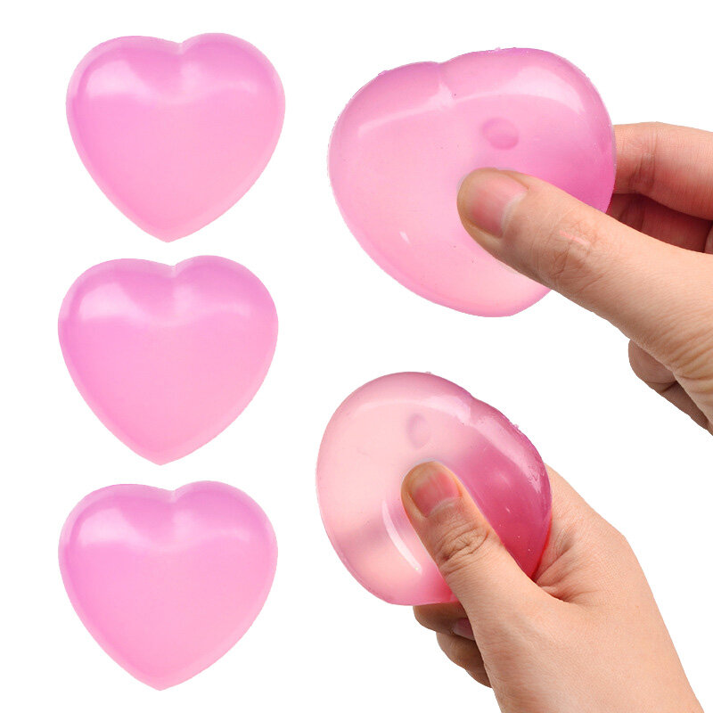 1pc Color-changing Love Heart Squeeze Toys Kids Anti Stress Relief Ball Fidget Decompression Toys Photochromic