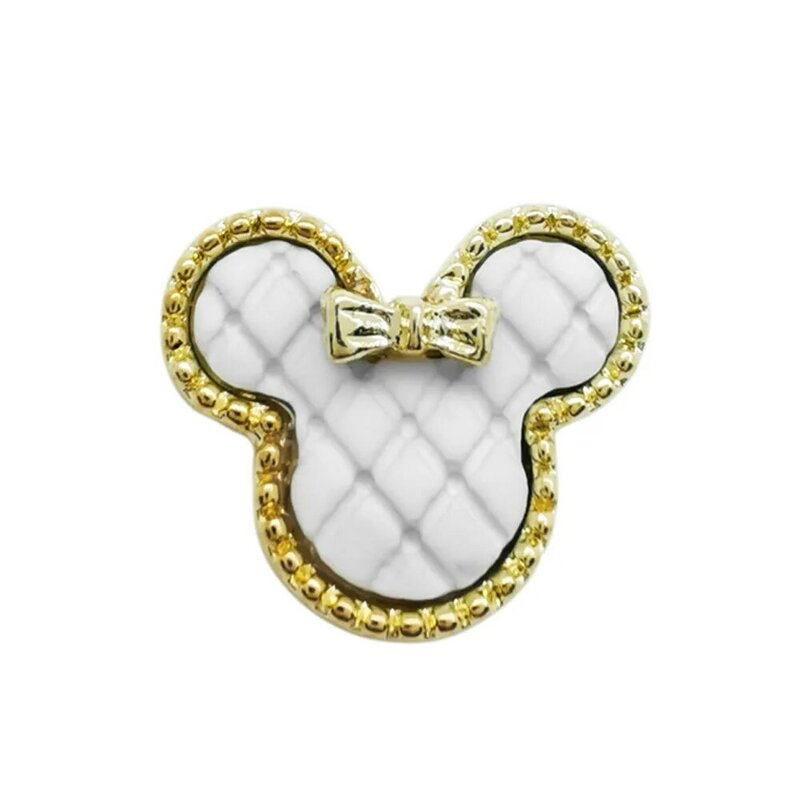 10Pcs 3D Liga Bonito Preto Branco Mouse Cabeça Design Nail Art Encantos Anel de Diamante Bow Knot Nail Acessórios Ouro/Prata Jóias