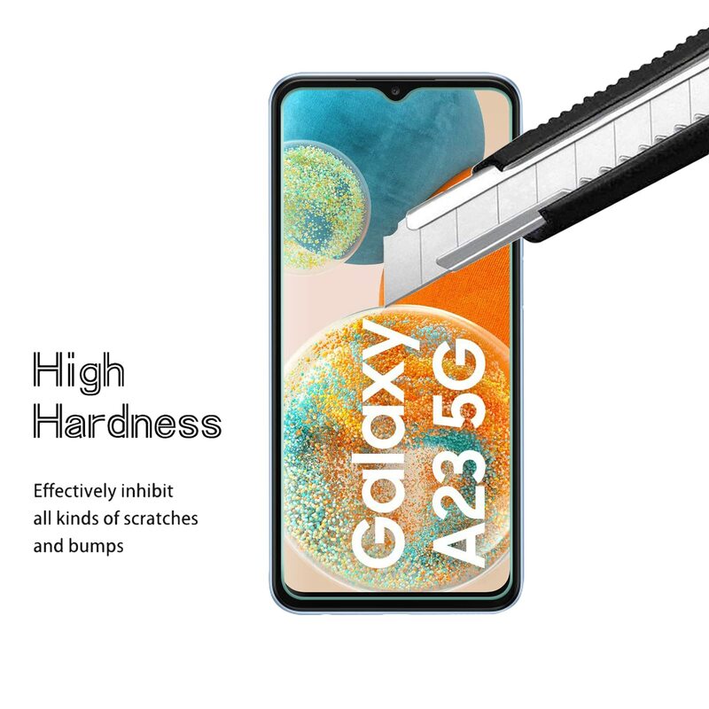 Dla Galaxy A23 ochraniacz ekranu Samsung 4G 5G, szkło hartowane HD 9H przezroczyste Ultra jasne, odporne na zarysowania etui przyjazne