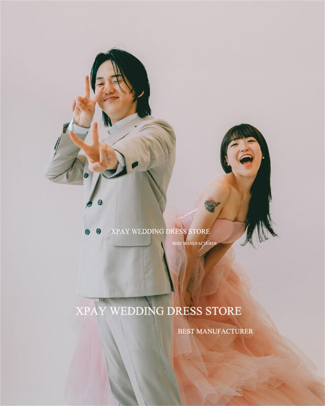XPAY senza spalline Blush rosa corea abiti da sera matrimonio servizio fotografico senza maniche abito da ballo corsetto personalizzato compleanno Prom Party Dress