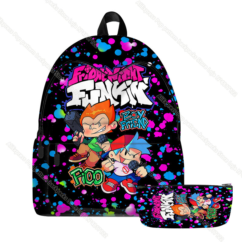 Friday Night Funkin Backpack Creative Anime Cartoon Cosplay School Bags Girls Travel Mochila Feminina Notebook Bags Pen Case