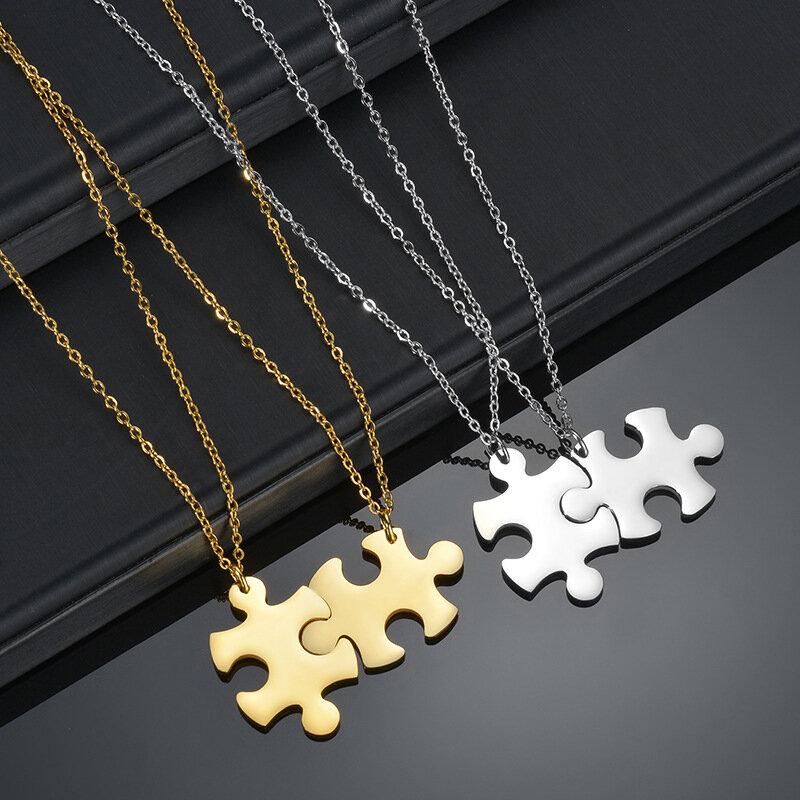 Benutzer definierte Namen Puzzle Anhänger Halskette Edelstahl Halskette Schmuck Geschenk personal isierte Geschenk
