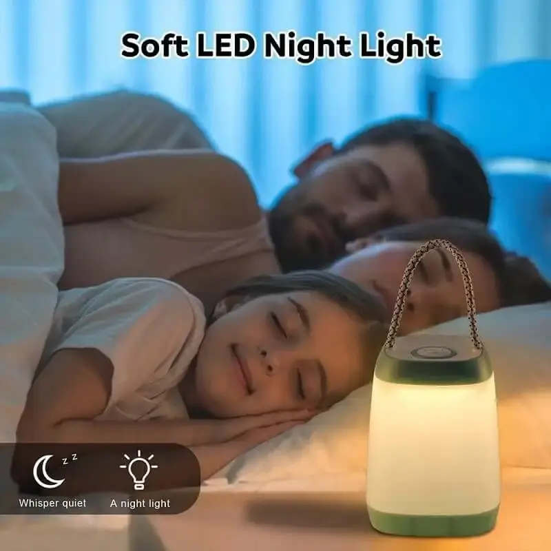 Luz noturna com bateria regulável, lâmpada de acampamento LED alimentada, ideal para quarto, 3 modos de iluminação, 2000 lumens, 2 unidades
