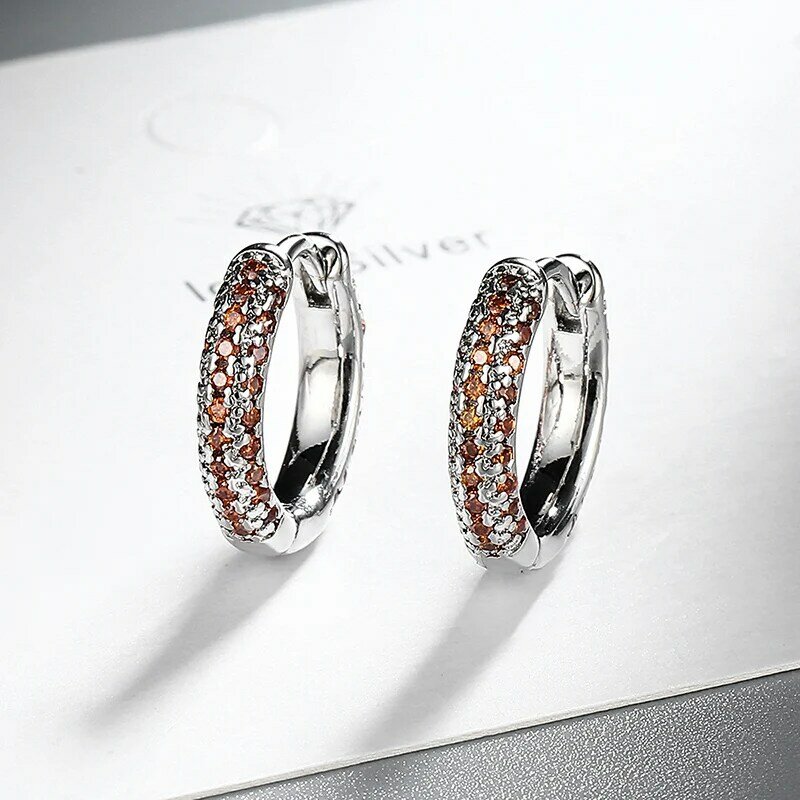 Fashion 925 Sterling Silver Round Ear Buckle For Women Light luxury Micro Inlaid Zircon Earrings Europe America Party Jewelry