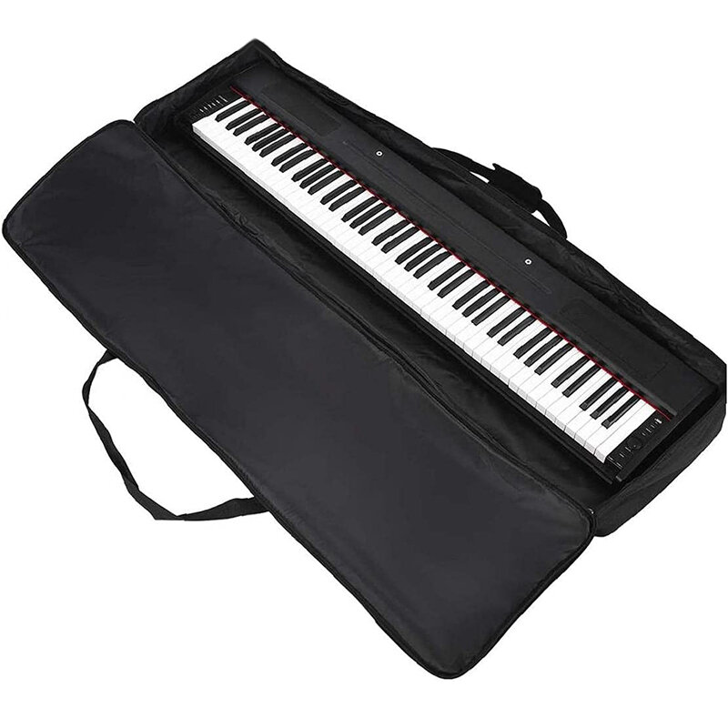 Tas pembawa dengan bantalan, casing Piano 88 kunci elektronik tahan air, tas tebal papan ketik Universal Hitam
