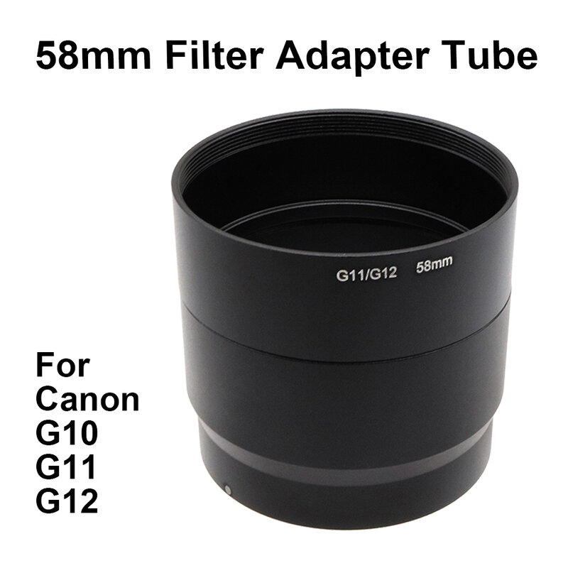 Anel de tubo adaptador de metal para Canon, protetor de lente, substituição, PowerShot, G10, G11, G12, LA-DC58K, 58mm