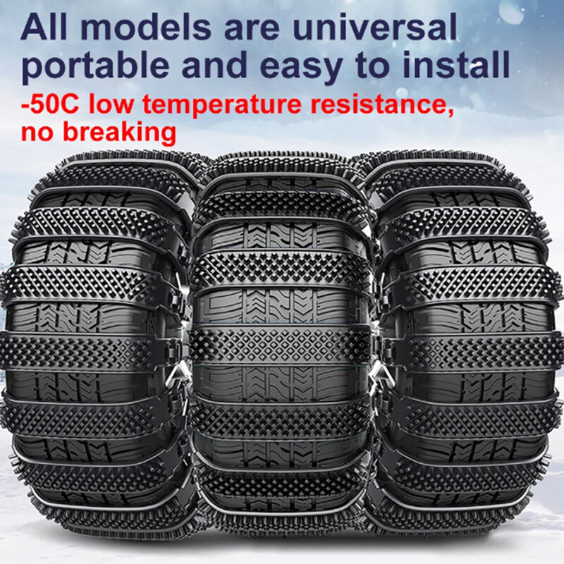 Cadena antideslizante para neumáticos de coche, juego de cadenas de nieve de 10 piezas, de poliuretano, para invierno