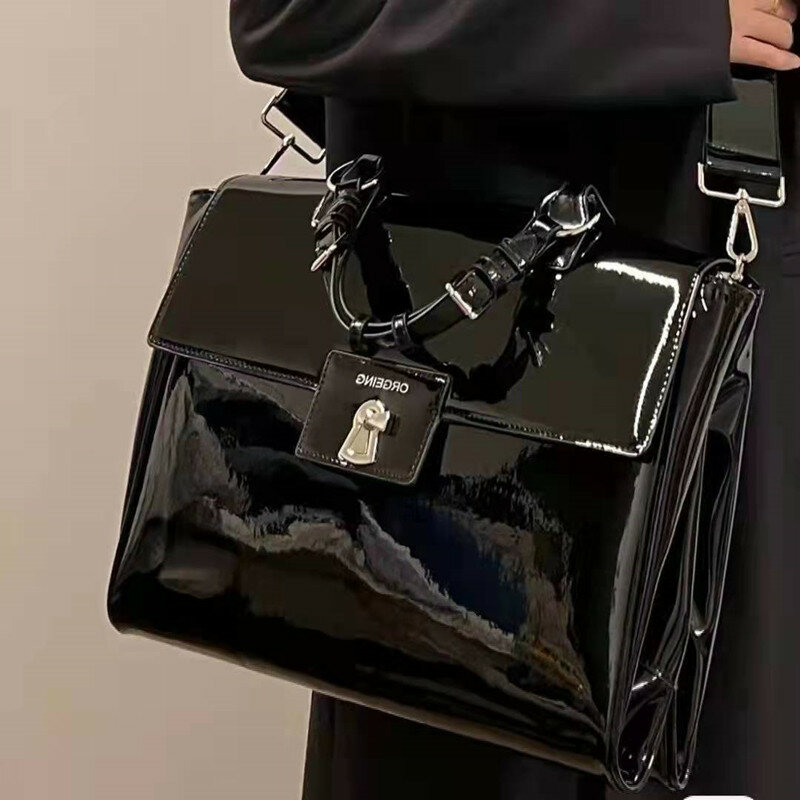대용량 컴퓨터 가방, 특허 가죽 숄더백, 크로스바디 애니메이션 통증 가방, 16 인치, 신제품