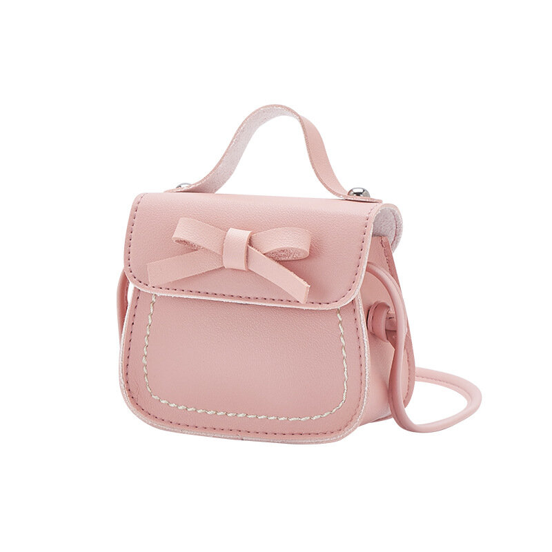 Cute Kids Messenger Bag Bow-tie Pink Leather Shoulder Bag Girls Small Crossbody Purse Children Causal Shoulder Bag Mini Bag