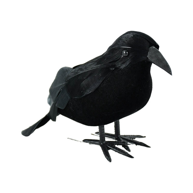 Halloween Black Crow Ornament Simulation Crow Animal Model Bird Scary Toys Horror Props Halloween Party Home Decoration 1PC