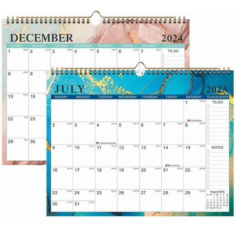 Настенный календарь 2023-24, семейный планировщик, ежемесячный настенный минималистичный календарь, планировщик 14,7 * в толстой бумаге, ежегодный календарь с