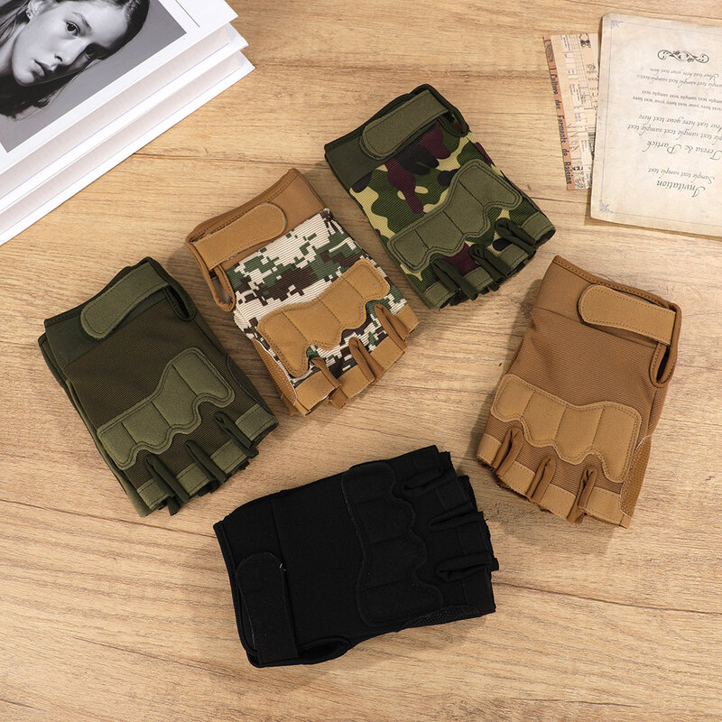 Перчатки без пальцев мужские тактические, военные армейские митенки с открытыми пальцами, противоскользящие, для езды на открытом воздухе