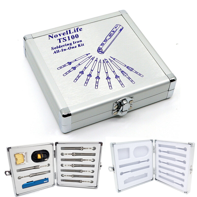 TS101 TS100 kotak penyimpanan Set besi solder, kotak alat logam padat paduan aluminium
