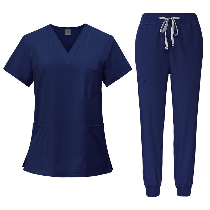 Modna biała mundurki szpitalne pielęgniarka kosmetyczna Salon dentystyczny ubrania robocze własne LOGO mundur peelingi medyczne komplety Unisex