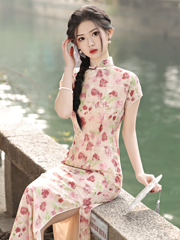 Robe Cheongsam demi cardigan rétro, style tosican chinois, jeune, printemps, nouveau, 03/Wearable