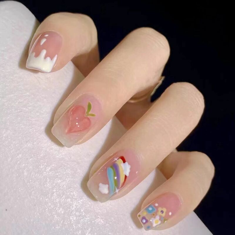 Wearing Nail Ins High-grade Pure Desire Wind Nail Piece Wearable Stickers Nail Stickers Student Short  Накладные Ногти 24pcs