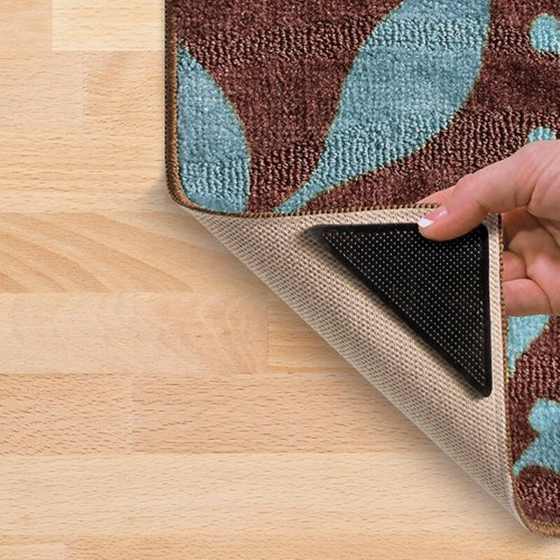 1/4 sztuk dywan dywan chwytaki trójkąt mata gumowa naklejki wielokrotnego użytku antypoślizgowe silikonowe zmywalny uchwyty domu pokój kąpielowy rogi klocki
