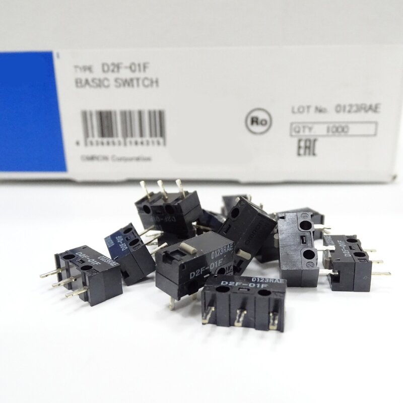 Microinterruptor ratón Original, microbotón, interruptores D2F-01F punto gris japonés, 10M, R58F
