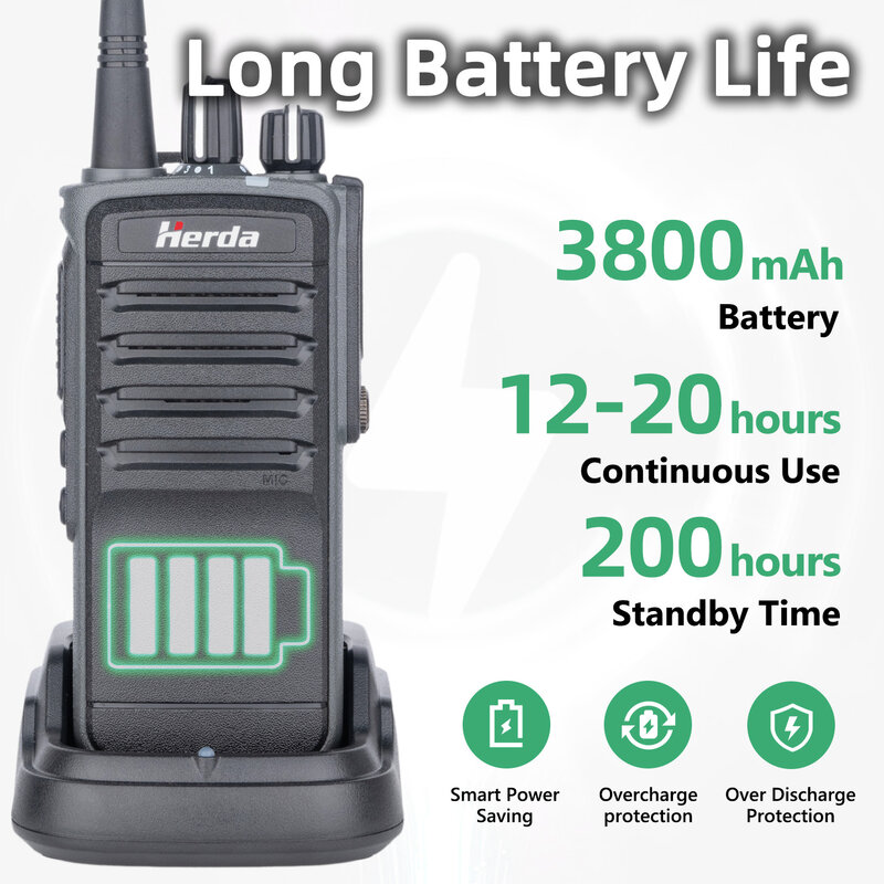 Herda-walkie-talkie de largo alcance H368D, potente UHF de 5W, 400-470MHz, Ham, 16 canales, Radio bidireccional, transceptor de mano