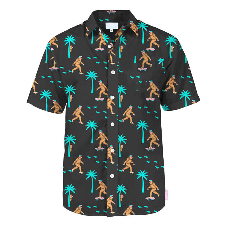Мужская рубашка с короткими рукавами, Повседневная Уличная рубашка с 3D принтом птиц, гавайская рубашка, лето 2024