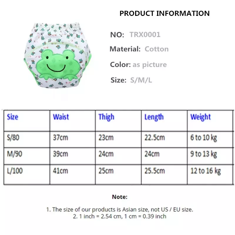 5pc/Lot Baby Diapers Children Reusable Underwear Breathable Cover Cotton Training Pants Can Tracked