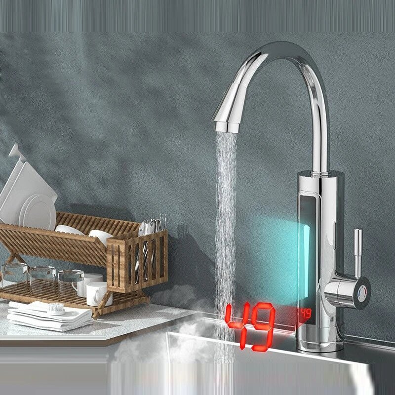 Электрический водонагреватель из нержавеющей стали с дисплеем температуры, кухонный безрезервуарный смеситель для мгновенной горячей воды 3300 Вт