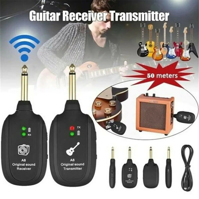 Sistema de guitarra inalámbrico integrado, receptor transmisor de 4 canales para guitarra eléctrica, bajo y violín