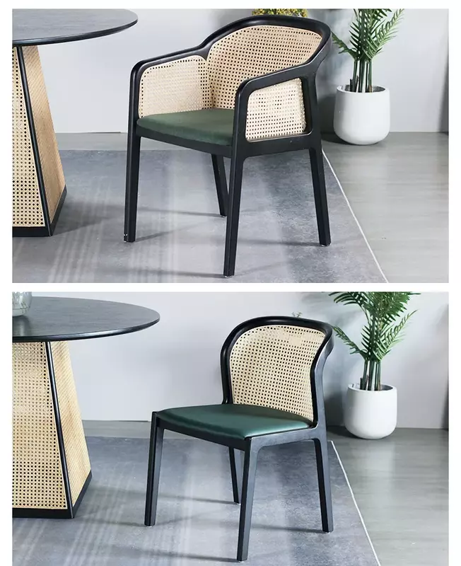Cadeira de madeira maciça personalizada do rattan do ponto das cadeiras de jantar do rattan para trás o design criativo chinês simples poltrona para a cozinha gm