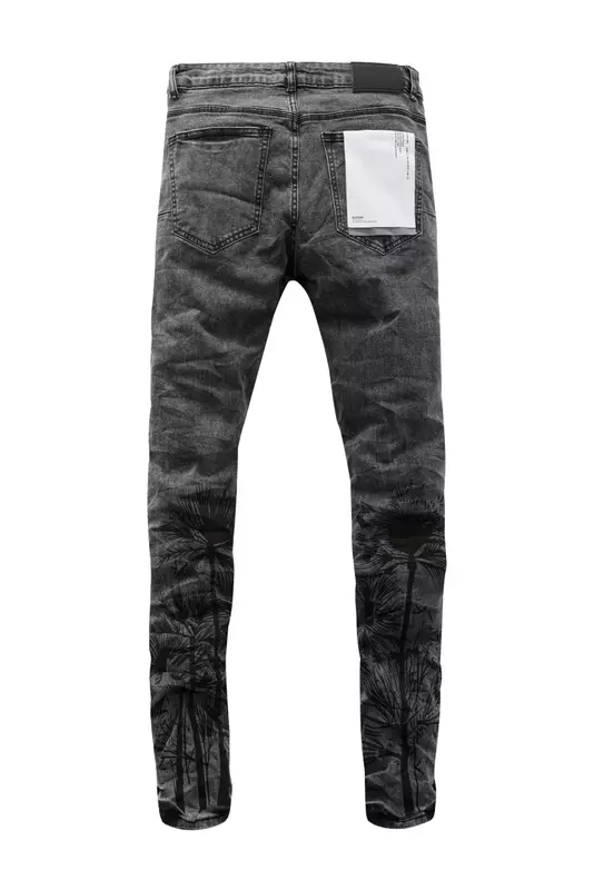 Jeans di marca ROCA viola di alta qualità pantaloni strappati etichetta a matita stampata pantaloni in Denim Skinny a basso aumento di riparazione neri colorati