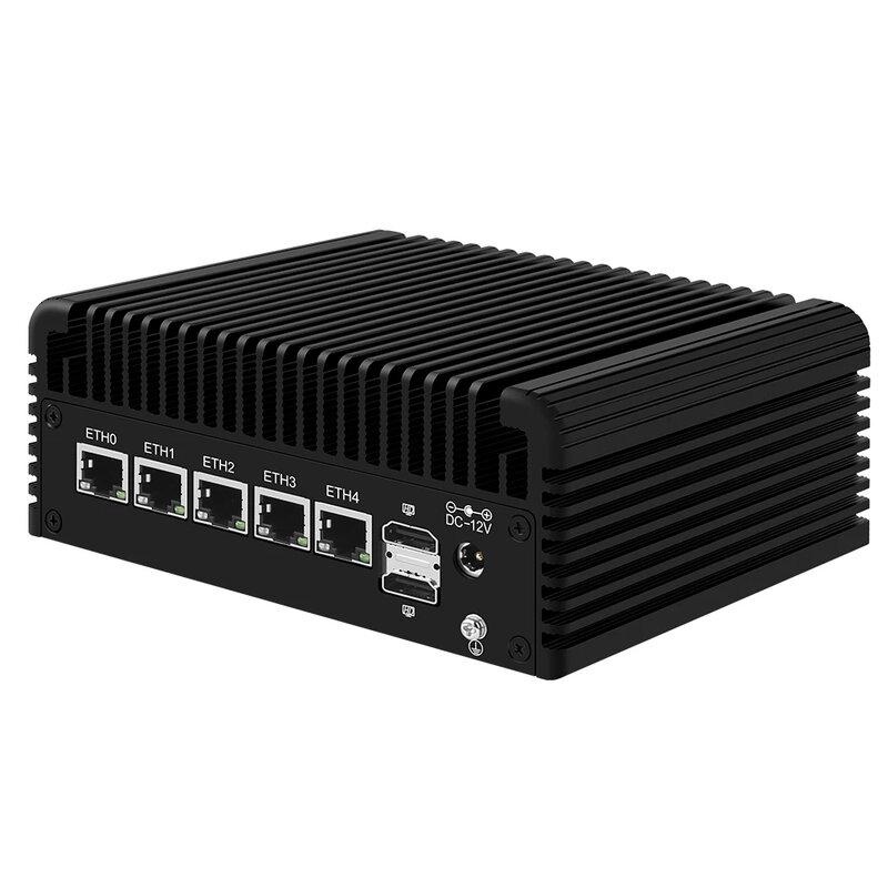 Dispositivo Fanless do router do Firewall, mini PC, anfitrião de ESXi Proxmox, Intel i3, N305, N200, N100, DDR5, 2 x NVMe, 2.5G, 12th Gen, 5xi226-V