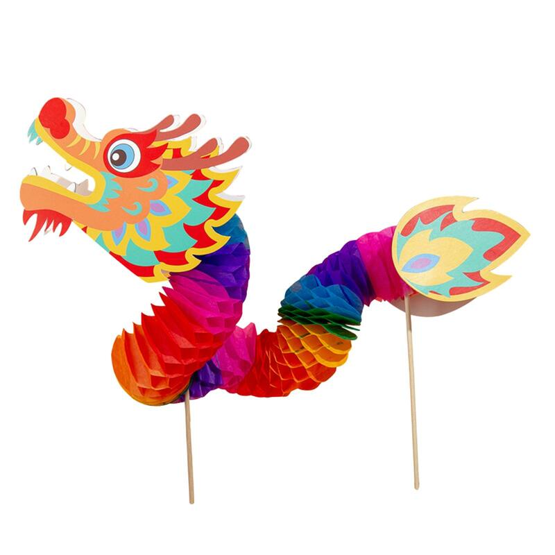 5X Chinese Paper Dragon Puppet Set 3D Chinese New Year Dragon Garland for Park