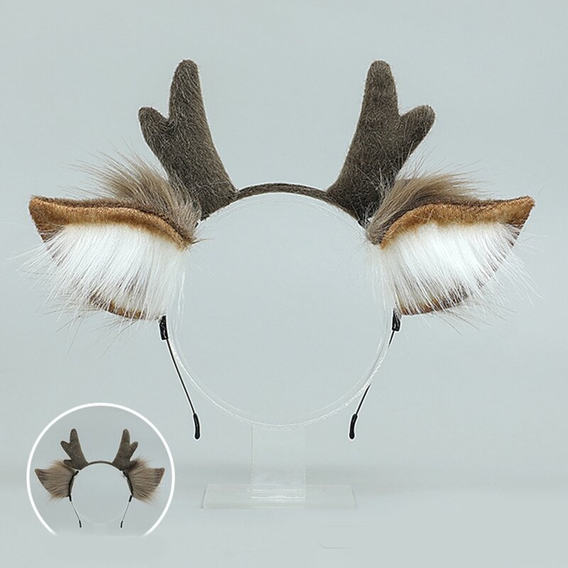 Cosplay opaska poroża renifera obręcz do włosów ucho jelenia nakrycia głowy rekwizyty kostiumowe
