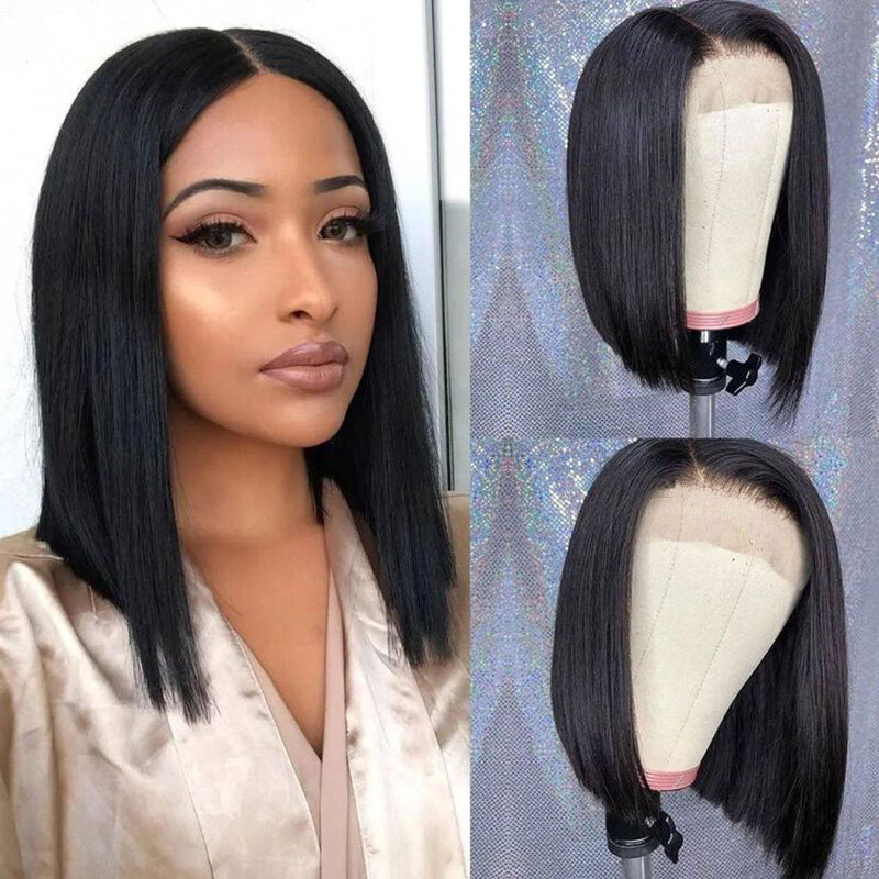 Cheap Short Bob Wigs Human Hair Lace Front Wigs For Black Women Wholesale Raw Indian Remy Pre Plucked Straight Hair Wig Vendor
