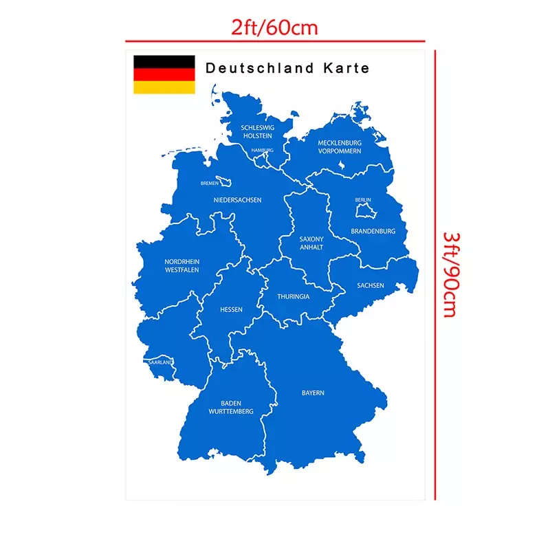 독일 벽 아트 포스터 지도, 독일 캔버스 페인팅, 교실용 홈 데코, 학교 용품, 60x90cm