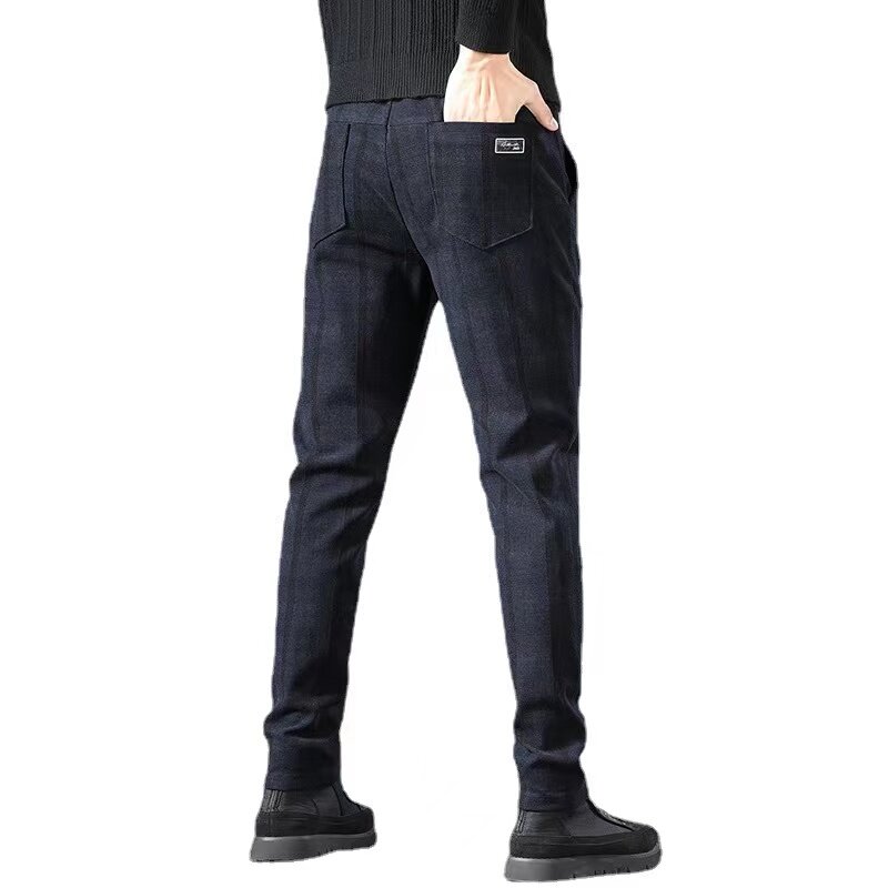 Брюки мужские клетчатые, удобные дышащие облегающие деловые штаны в стиле смарт-кэжуал
