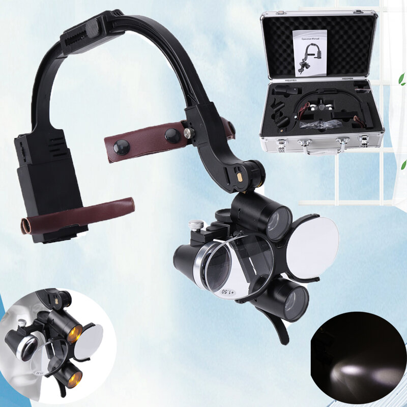 Lupa Binocular con lupa, lámpara Led Dental de 2.5X 3.5X, Unidad de lámpara de cabeza, lupas dentales, lámpara de cirugía para técnico Dental