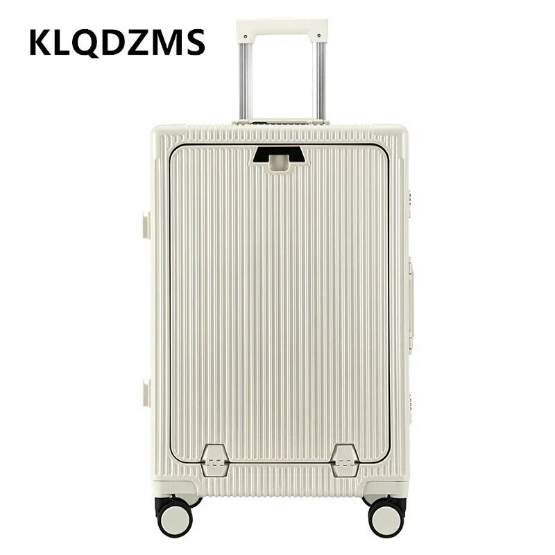 KLQDZMS-maleta PC de 20 pulgadas con Apertura frontal, Maleta de embarque con marco de aluminio, maleta con carrito para portátil de 24 pulgadas, equipaje de cabina de carga USB