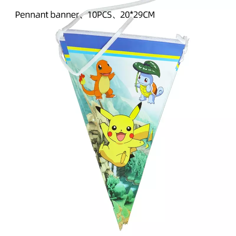 Pokemon Boys Birthday Party ตกแต่งทิ้งชุดผ้าปูโต๊ะกระดาษถ้วยจาน Pikachu ตัวละครอุปกรณ์