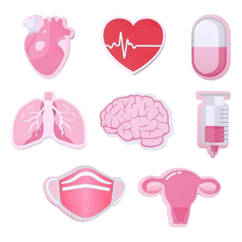 ADWE 8x Medical Themed Post Notes Self-Adhesive Nurse Sticky Notes Writable Memo Pads