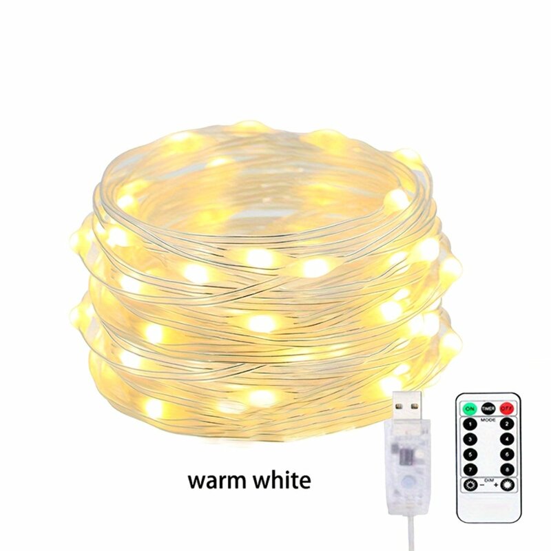 Christmas light 10m Waterproof Remote Control Fairy Lights Battery Operated Decoration LED String Copper Wire Outdoor Decoration