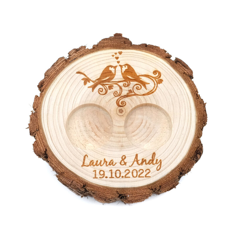 Caixa de anel de casamento personalizado rústico gravado anel de madeira portador de anel de casamento personalizado suporte de anel de casamento personalizado decoração de casamento